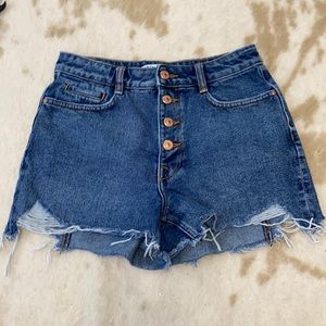 Zara Button Front Jean Shorts